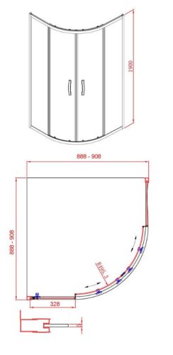 Gelco Sigma 90x90 íves zuhanykabin + öntött márvány tálca méretei