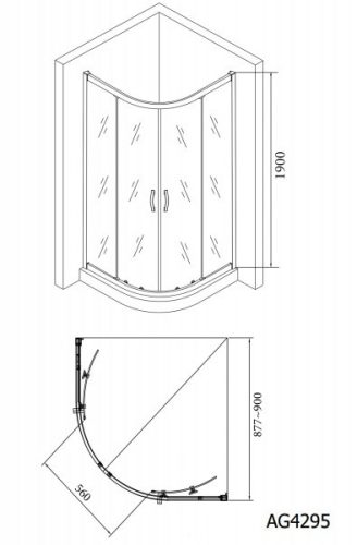 Gelco Sigma 90x90 íves zuhanykabin öntöttmárvány zuhanytálcával méretei