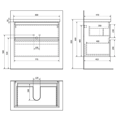 Aqualine Altair 80 cm alsóbútor mosdóval