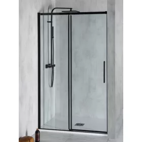 Polysan Altis Line Black 140 cm tolóajtós zuhanyajtó