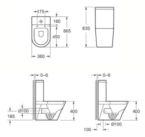 Arezzo Indiana Rimless monoblokkos WC, kombi