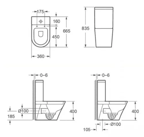 Arezzo Indiana Rimless monoblokkos WC, kombi