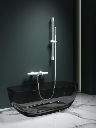 Arezzo Elegant termosztátos kádtöltő csaptelep zuhanyszettel matt fehér
