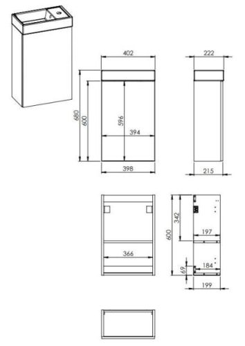 Mini 40 cm modern fürdőszobabútor