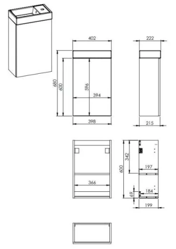 Mini 40 cm modern fürdőszobabútor