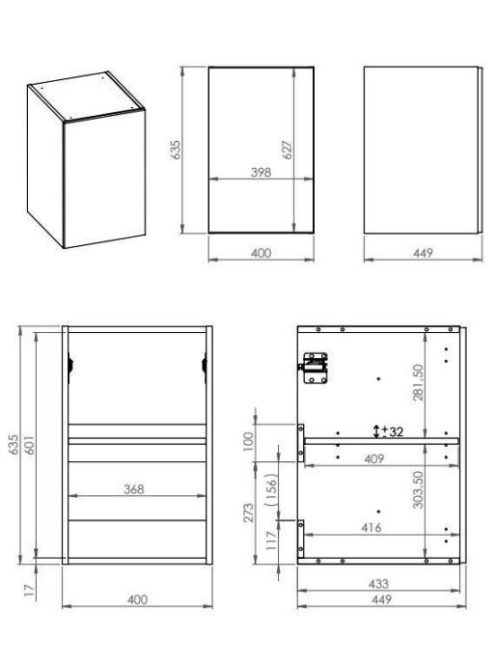 Monterey 40 cm kisszekrény méretei