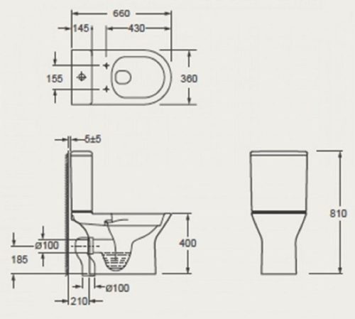 Arezzo Vermont Rimless monoblokkos WC, kombi