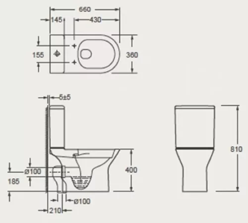 Arezzo Vermont Rimless monoblokkos WC, kombi