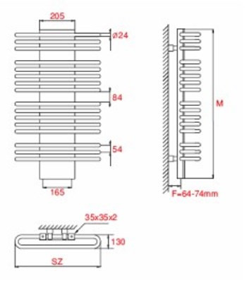 Ariel 500x1778 fürdőszobai csőradiátor