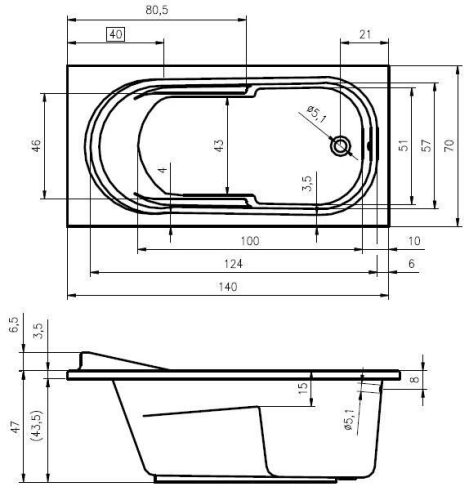 Columbia 140x70 akril kád méretei