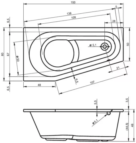 Delta 150x80 akril kád méretei