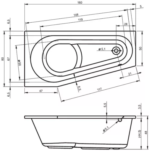 Delta 160x80 akril kád méretei