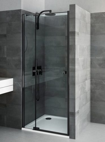 BI PF2 90 cm nyílóajtós zuhanyajtó fekete elox