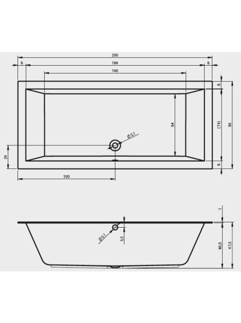 Lugo 200x90 akril kád méretei