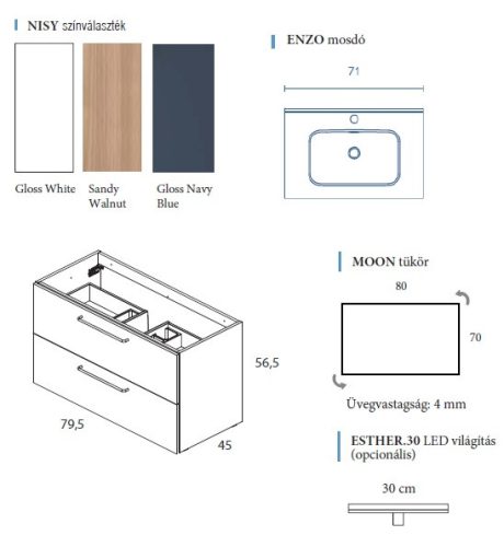 Nisy 80 cm modern fürdőszobabútor