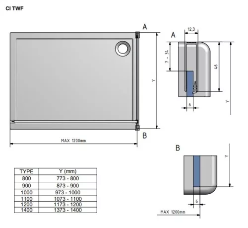 Roltechnik Calida CI TWF 80 cm Walk in zuhanyfal