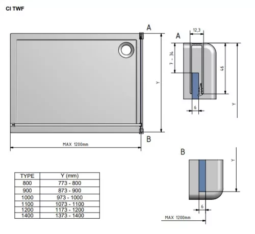 Roltechnik Calida CI TWF 110 cm Walk in zuhanyfal
