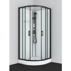   Sanotechnik Dallas Black 90x90 hátfalas komplett hidromasszázs zuhanykabin