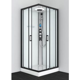   Sanotechnik Miami Black 90x90 hátfalas komplett hidromasszázs zuhanykabin