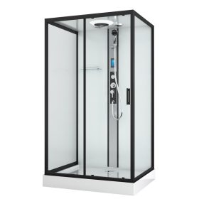   Sanotechnik Boston Black 120x90 hátfalas komplett hidromasszázs zuhanykabin