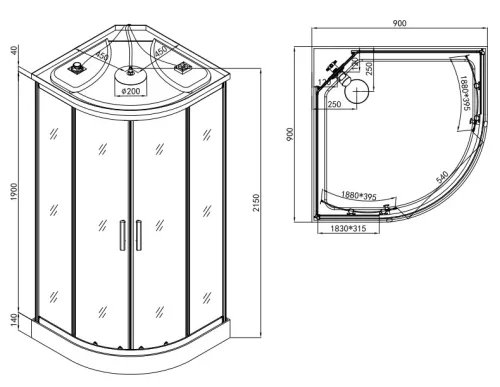 Sanotechnik Dream 90x90 hátfalas komplett hidromasszázs zuhanykabin