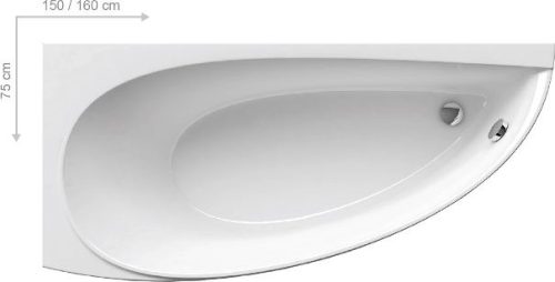 Avocado 160x75 aszimmetrikus akril kád balos