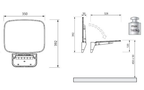 Polysan Saap Black felhajtható zuhanyülőke matt fekete