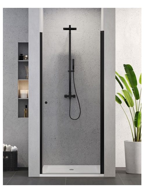 Superia Black 90 cm nyílóajtós zuhanyajtó