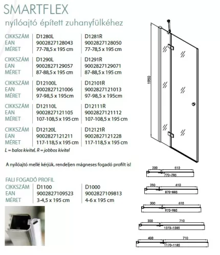 Sanotechnik Smartflex 110 nyílóajtós zuhanyajtó