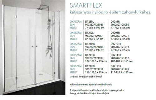 Smartflex 240 kétszárnyú nyílóajtós zuhanyajtó