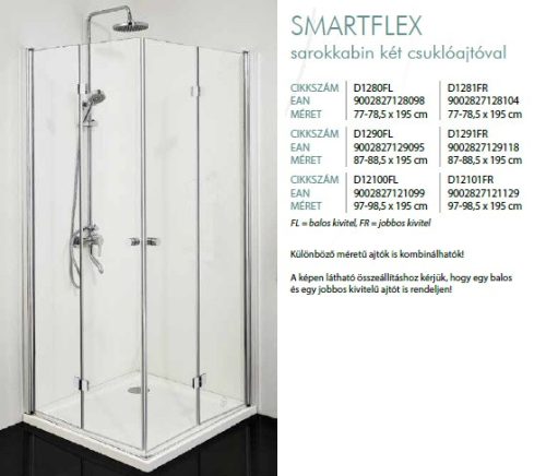 Sanotechnik Smartflex 80x80 szögletes két csuklóajtós zuhanykabin