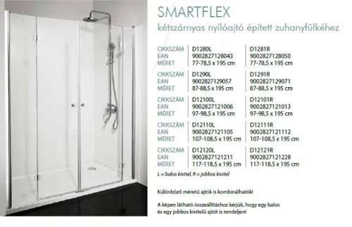 Smartflex 160 kétszárnyú nyílóajtós zuhanyajtó