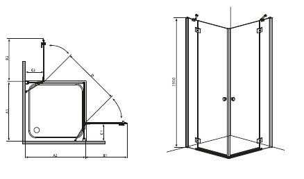 Sanotechnik Smartflex 80x80 szögletes két nyílóajtós zuhanykabin