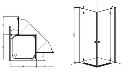 Sanotechnik Smartflex 80x80 szögletes két nyílóajtós zuhanykabin