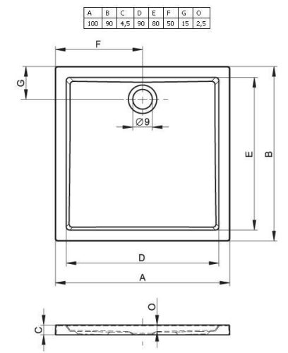 252 100x90 akril téglalap zuhanytálca méretei