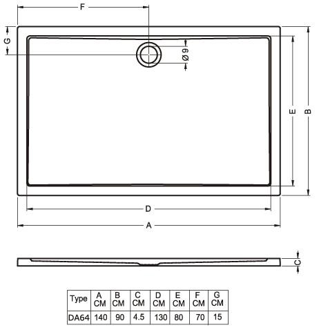 256 140x90 akril téglalap zuhanytálca méretei