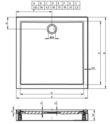 Riho 273 100x80 akril téglalap zuhanytálca méretei