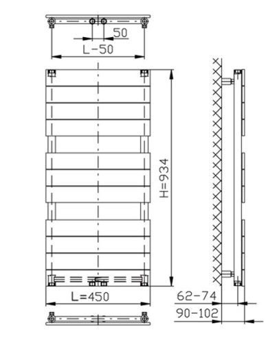 Bondi radiátor műszaki rajz
