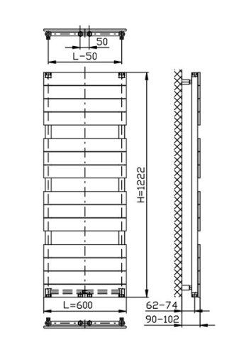 Bondi radiátor műszaki rajz
