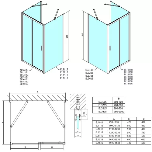 Easy Line 100x80x80 tolóajtós zuhanykabin méretei