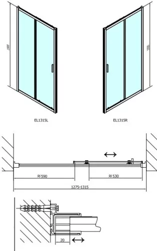 Easy Line 130 cm tolóajtós zuhanyajtó méretei