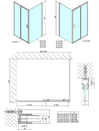 Easy Line zuhanykabin méretei