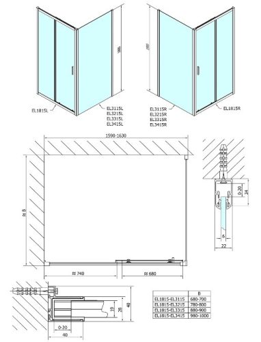 Polysan Easy Line 160x100 tolóajtós zuhanykabin