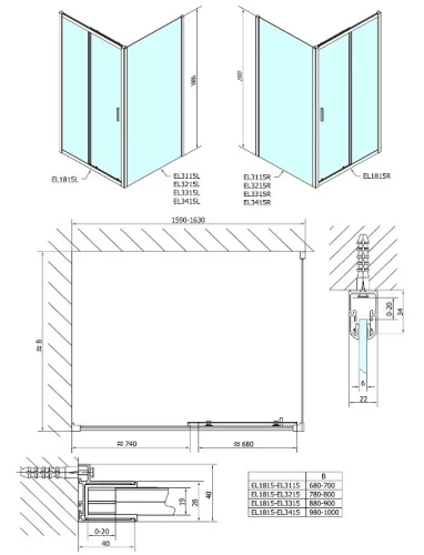 Polysan Easy Line 160x70 szögletes tolóajtós zuhanykabin