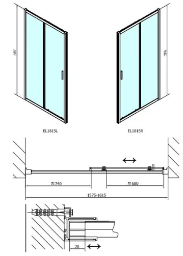 Easy Line 160 cm tolóajtós zuhanyajtó méretei