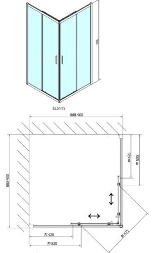 Easy Line 90x90 szögletes zuhanykabin méretei