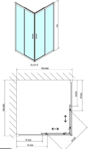 Easy Line 80x80 szögletes zuhanykabin méretei