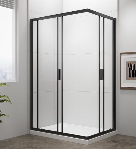 Polysan Easy Line Black 90x80 szögletes zuhanykabin