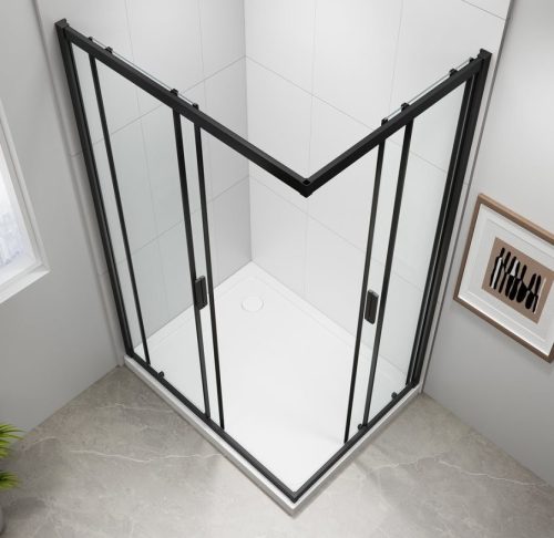 Polysan Easy Line Black 90x80 szögletes zuhanykabin
