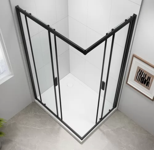 Polysan Easy Line Black 90x80 szögletes zuhanykabin